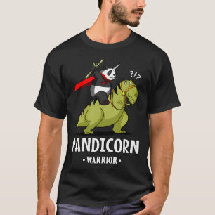 Camiseta Pandicorn Panda Montando Dinossauro T-Rex
