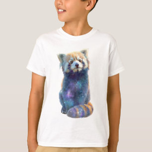 Camiseta Pandinha Vermelha Galáxia Cósmica Celestial Crianç