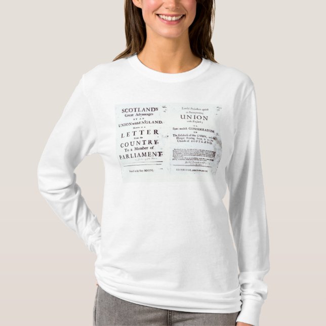 Camiseta Panfletos que mostram ambos os lados (Frente)