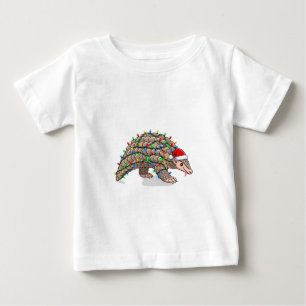Camiseta  Pangolim de Natal Homem Manis Chapéu de Papai Noe
