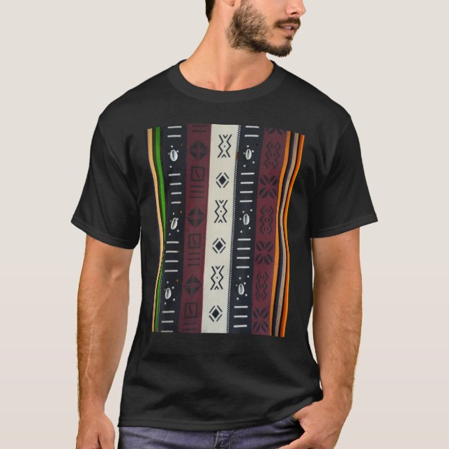 Camiseta Pano Africano de Lama com Conchas e Listras Multic (Frente)