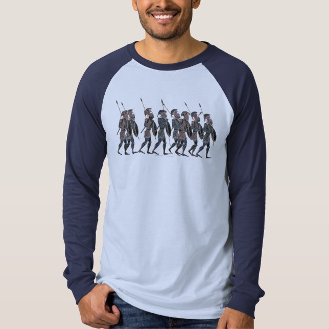 Camiseta Panóplia. Hoplites do grego clássico no movimento (Frente)