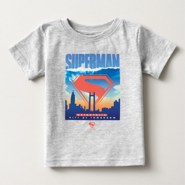 Camiseta Panorama de Metrópolis do Super-Homem (Frente)