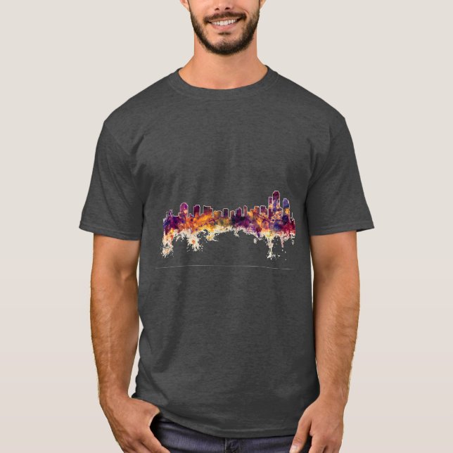 Camiseta Panorama de Wilmington Delaware Super Dimensionado (Frente)