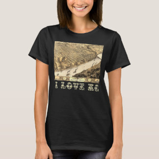 Camiseta Panorama do Mapa Riverboat Riverfront da Cidade do