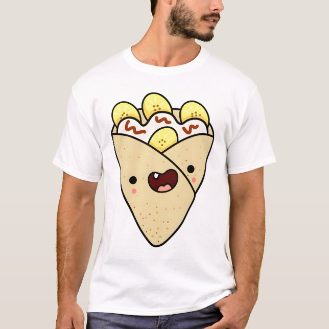 Camiseta Panqueca Kawaii de Bananas e Creme (Frente)