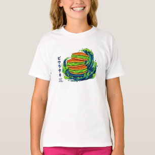 Camiseta Panquecas de Creme de Matcha Kawaii Arte de Onda d
