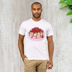 Camiseta Panquecas de Morango Doce Comida de Café da Manhã