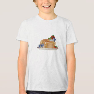 Camiseta Panquecas Desenhadas à Mão Frutas Vermelhas Comida