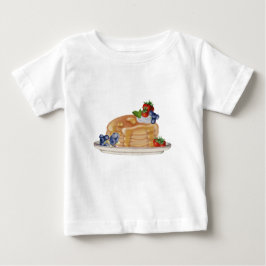 Camiseta Panquecas Desenhadas à Mão Frutas Vermelhas Comida