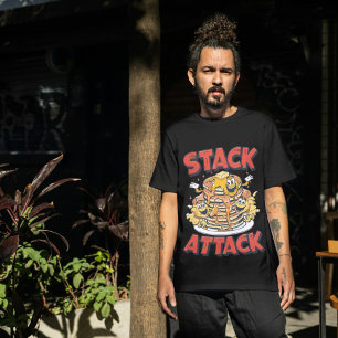 Camiseta Panquecas Stack Attack Café Retrô Café da Manhã 