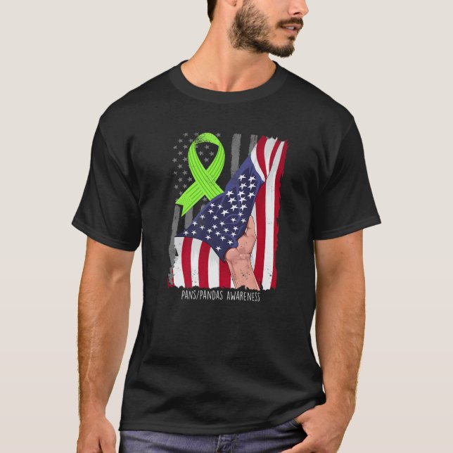 Camiseta Pans/Pandas Awareness American Flag Lime Green Rib (Frente)