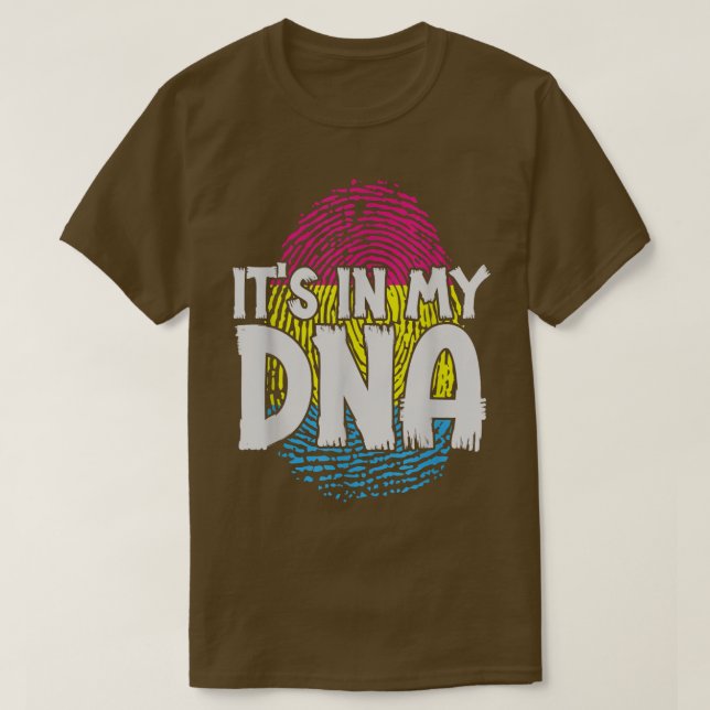 Camiseta Panseual Impressão Digital Pan Pride Mês DNA LGBTQ (Frente do Design)