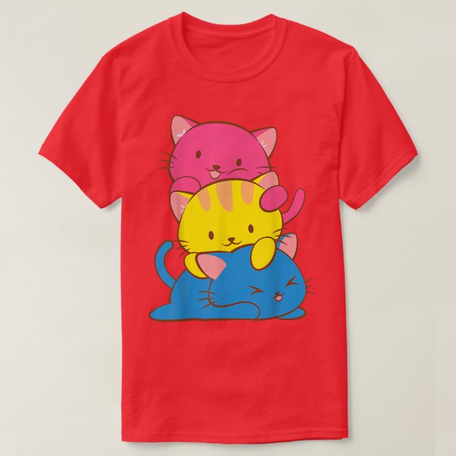 Camiseta Panseual Kawaii Cat Anime, Pan Pride Art Cute  (Frente do Design)