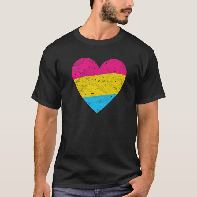 Camiseta Pansexual Heart with Pan Flag  Pride Month Gender  (Frente)