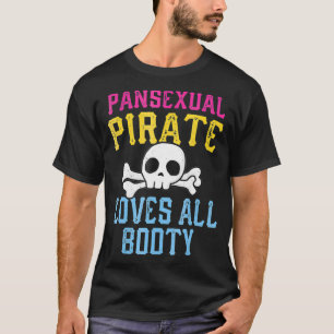 Camiseta Pansexual PIrate ama todo o crânio do orgulho LGBT