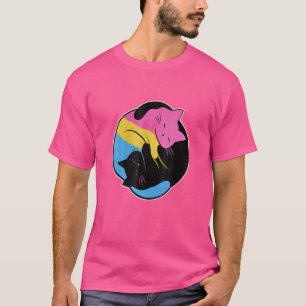 Camiseta Pansexual Yin Yang Cat Pan Pride Flag Lgb Gay Subt