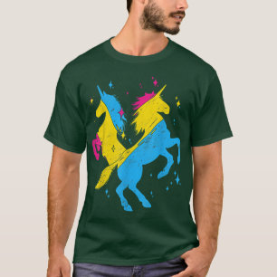 Camiseta Pansexualidade Sinalizador Magical Unicorn LGBT Pr