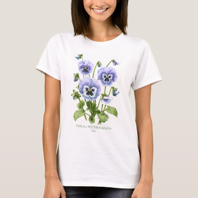 Camiseta Pansies Roxas Botânico (Frente)