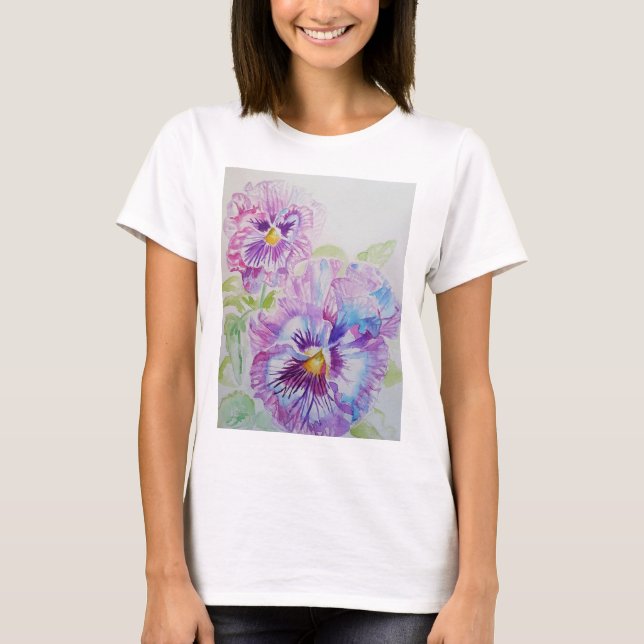 Camiseta Pansor Púrpura, pintado com aquarela T Shirt (Frente)