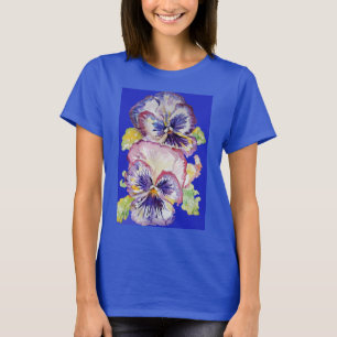 Camiseta Pansy floral Pansy Padrão de Flor de Arte com Aqu