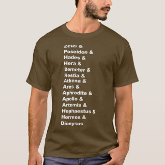 Camiseta Panteão de Deuses da Mitologia Grega Lista do Nome