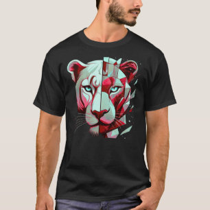 Camiseta Pantera Geométrica com Rosto Dividido   Arte Moder
