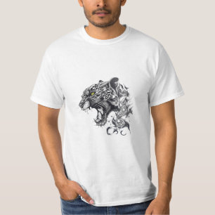 Camiseta Pantera Natureza Selvagem Animal Ilustração Tatuag