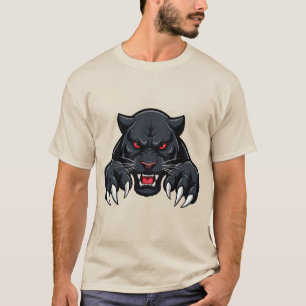 Camiseta Pantera Negra Agressiva Com Olhos Vermelhos