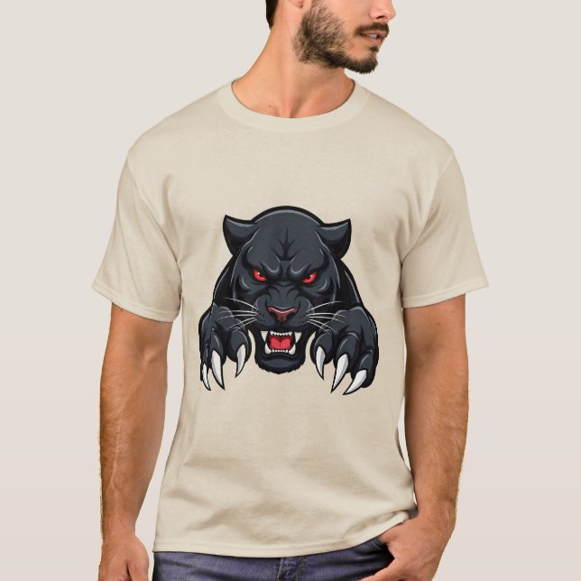Camiseta Pantera Negra Agressiva Com Olhos Vermelhos (Frente)