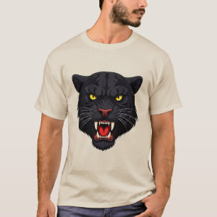 Camiseta Pantera Negra Agressiva Com Olhos Vermelhos