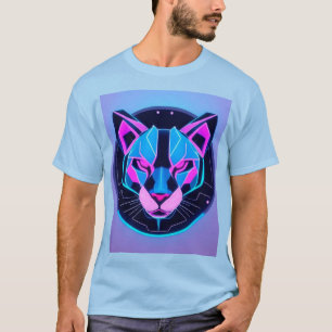 Camiseta Pantera Neon Futurista Rosto em Arte Geométrica