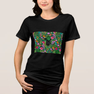 Camiseta Pantera Preta Flores da Selva & Folhagem Tropical