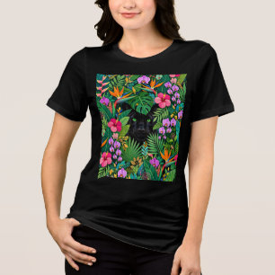 Camiseta Pantera Preta Flores da Selva & Folhagem Tropical