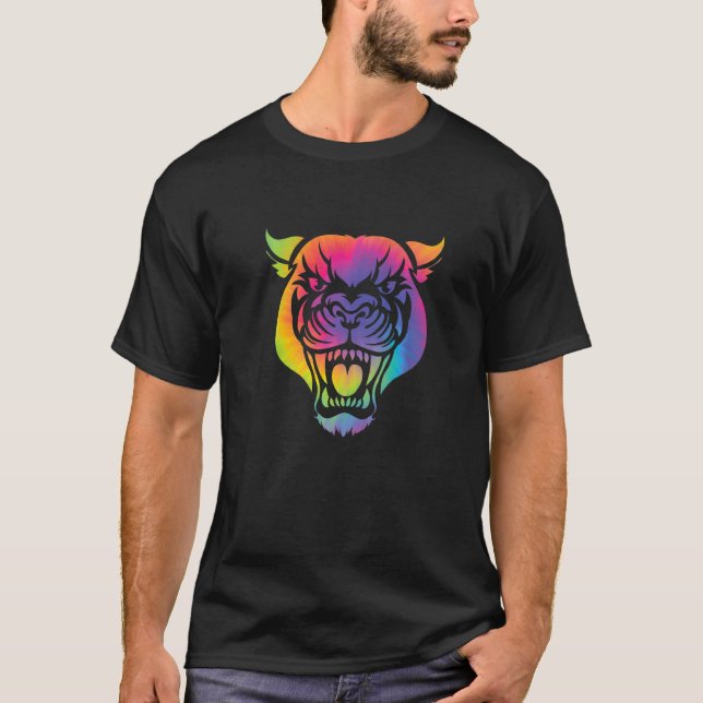 Camiseta Pantera Tie Dye Animal Colorido   (Frente)