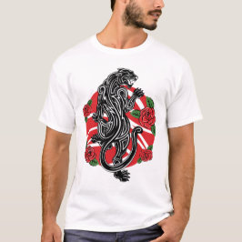 Camiseta Pantera Tribal com Rosas