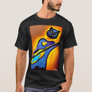 Camiseta Pantera Violão Animal Selvagem Músico Felino Preda