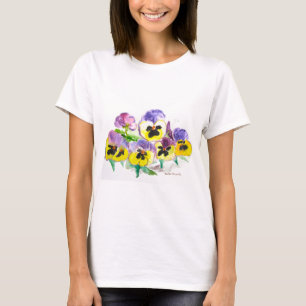 Camiseta Panteras Amarelas Púrpuras De Aquarela Floral Russ