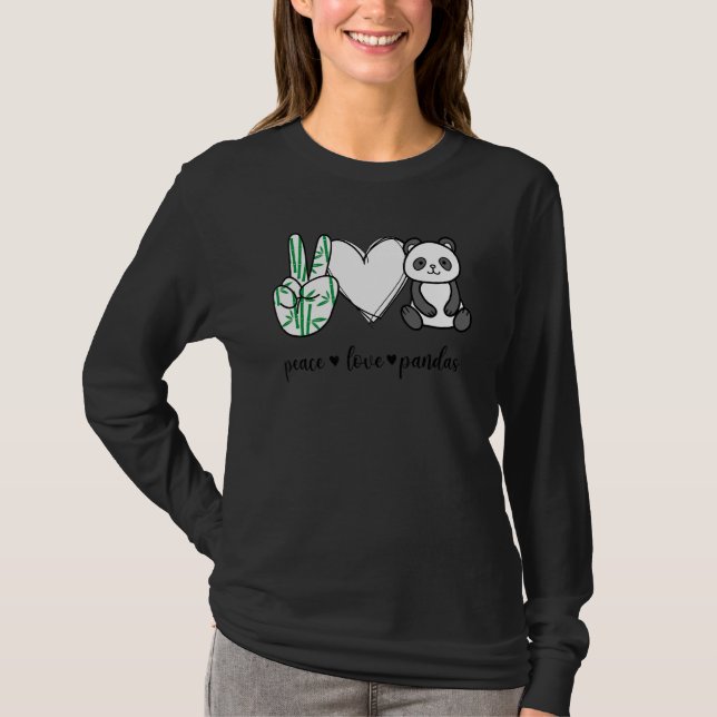 Camiseta Panteras de Paz Sinais de Mão de Paz Pandas Animal (Frente)