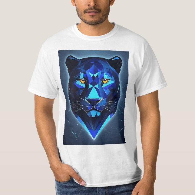 Camiseta Panther da Meia-Noite: Design de Vetor Geométrico (Frente)
