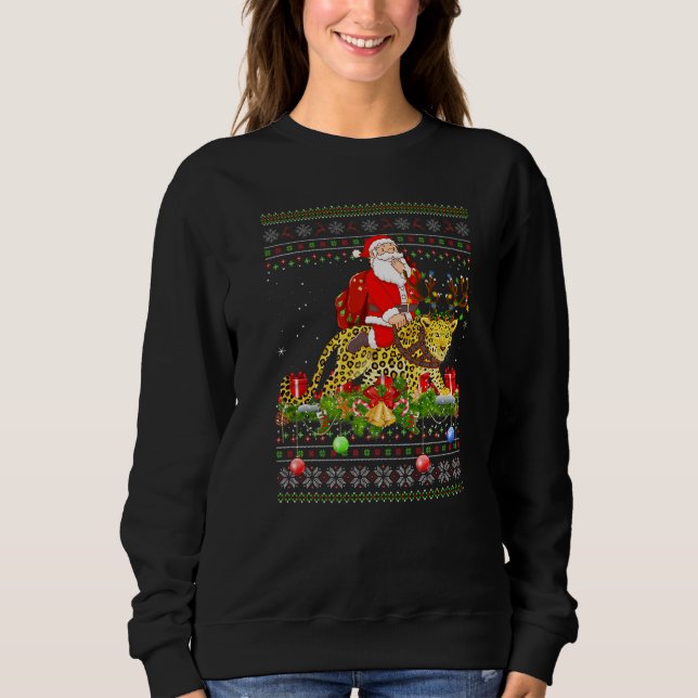 Camiseta Panther  Ugly Santa Riding Panther Christmas (Frente)