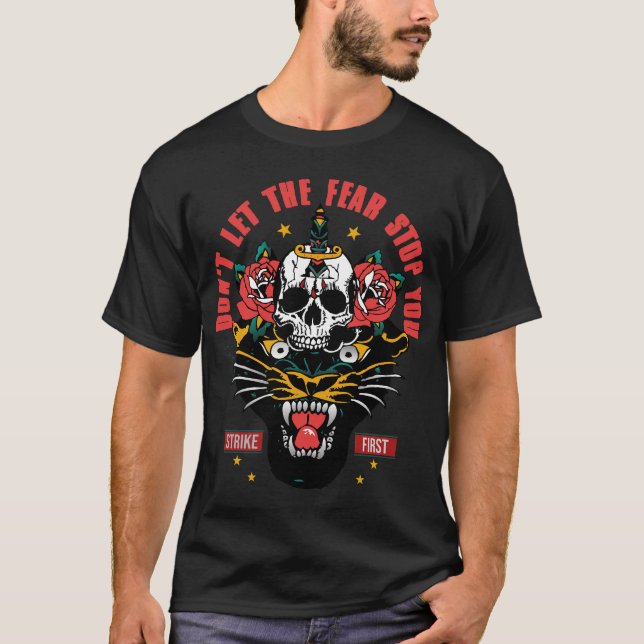 Camiseta Panthere noir tattoo old school slogan (Frente)
