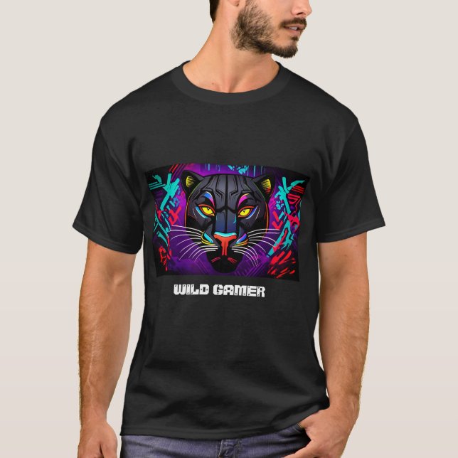 Camiseta Panthère noire sur fond de graffiti pour gamer (Frente)
