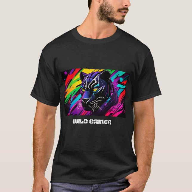 Camiseta Panthère noire sur fond de graffiti pour gamer (Frente)