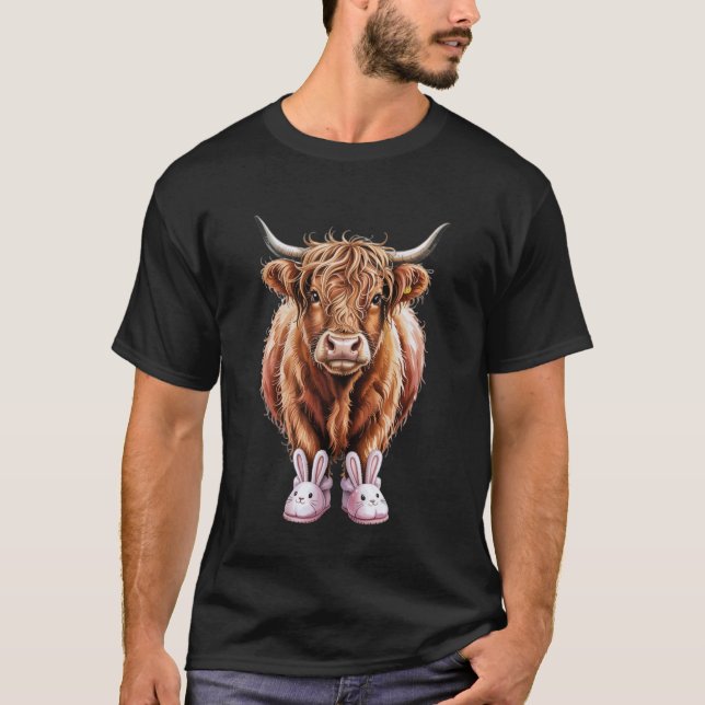 Camiseta Pantuflas engraçadas de coelho de Páscoa da vaca d (Frente)