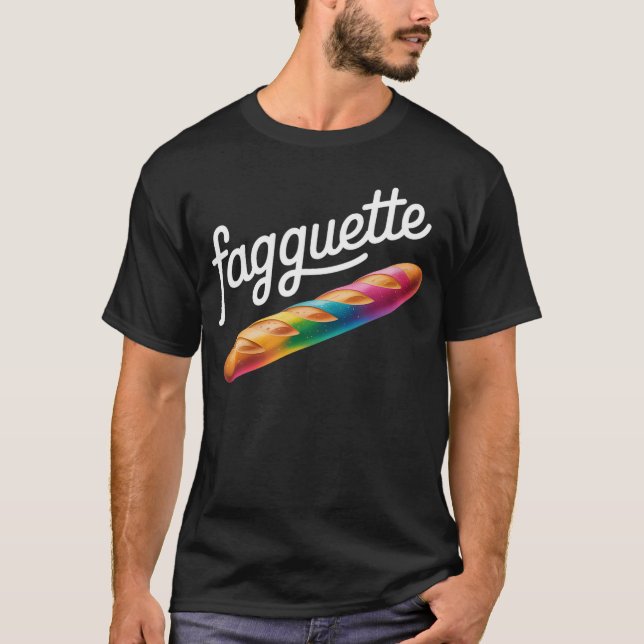 Camiseta Pão Arco-íris Fagquette Humorístico Orgulho LGBTQ  (Frente)