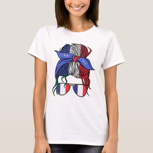 Camiseta Pão bagunçado com bandeira francesa (Frente)