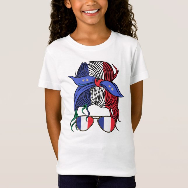 Camiseta Pão bagunçado com bandeira francesa (Frente)