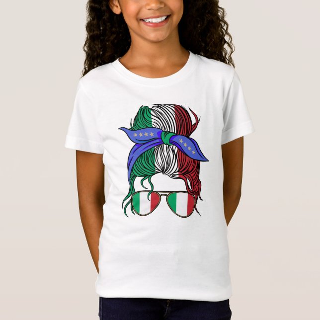 Camiseta Pão bagunçado com bandeira italiana (Frente)