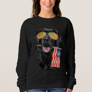 Camiseta Pão Cão  Black Labrador EUA Flag